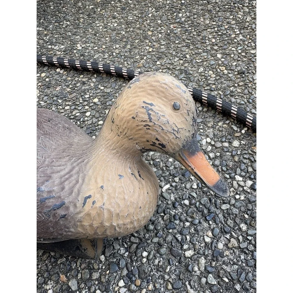 Vtg Brown Duck‎ Hen With Purple And White Striped Area On Wings Duck Decoy